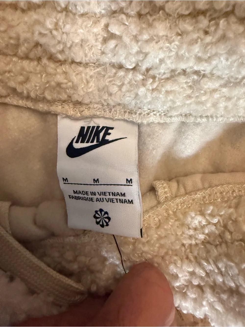 Nike Kids Cream Sherpa Joggers with Side Panels